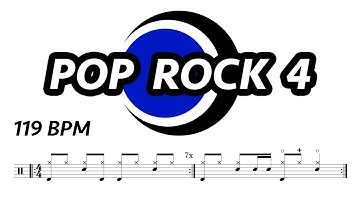 Pop Rock Drum Loop 4 (119 bpm) | Drum Groove | Drum Beat | Drum Track | Drums Only | Metronome