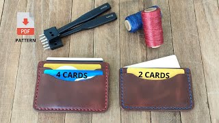 Making a minimalist card holder wallet, handmade, leather craft, DIY, PDF pattern, for beginner.