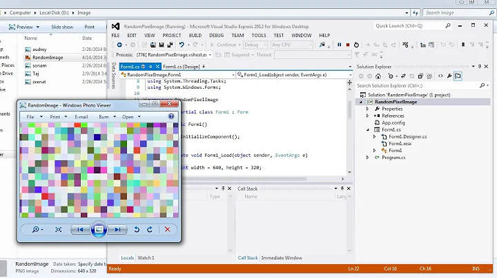 Visual Studio | Create a random pixel image in C#