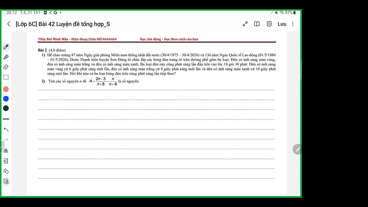 [Bồi dưỡng HSG - thi Chuyên toán 6] Luyện đề thi HSG - thầy Bùi Minh Mẫn