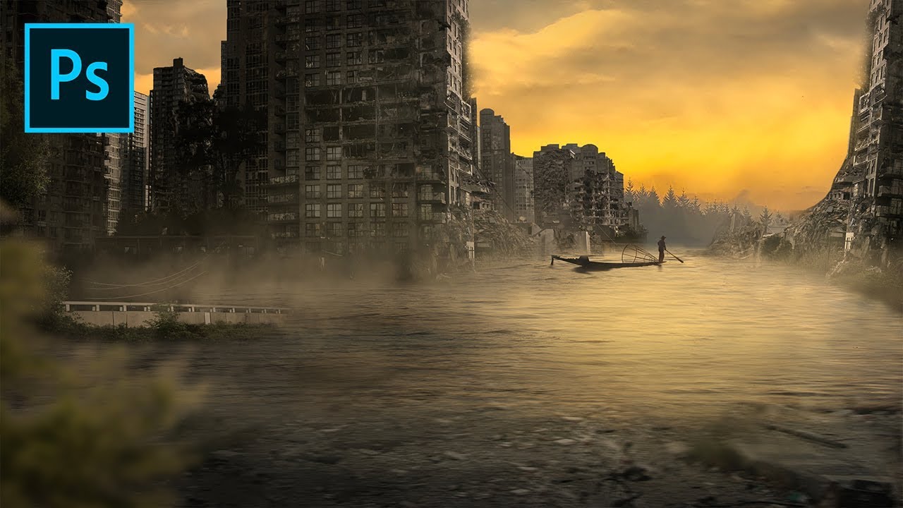 photoshop manipulation tutorial waterlogged ghost town photoshop photo manipulation