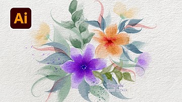 Adobe Illustrator Watercolor Painting - How to draw Flowers with Watercolor Vector Brushes