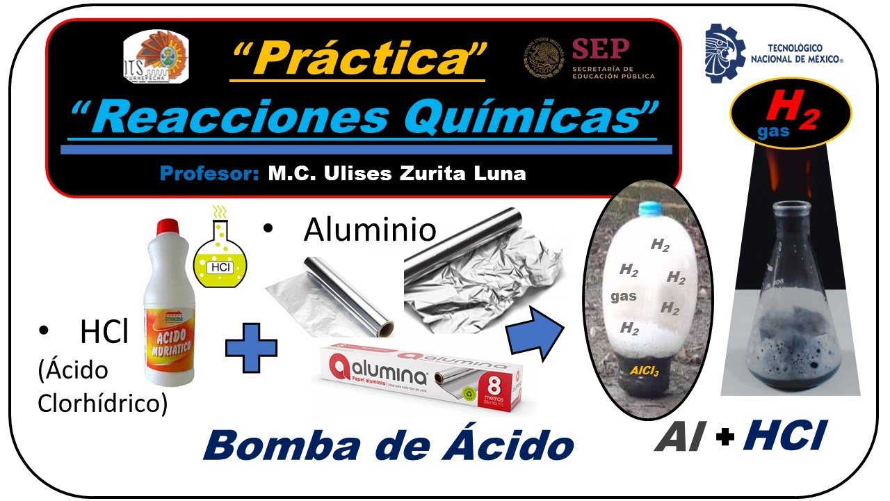 Práctica-Reacción Química/ Ácido con Aluminio (bomba de ácido Muriático ...