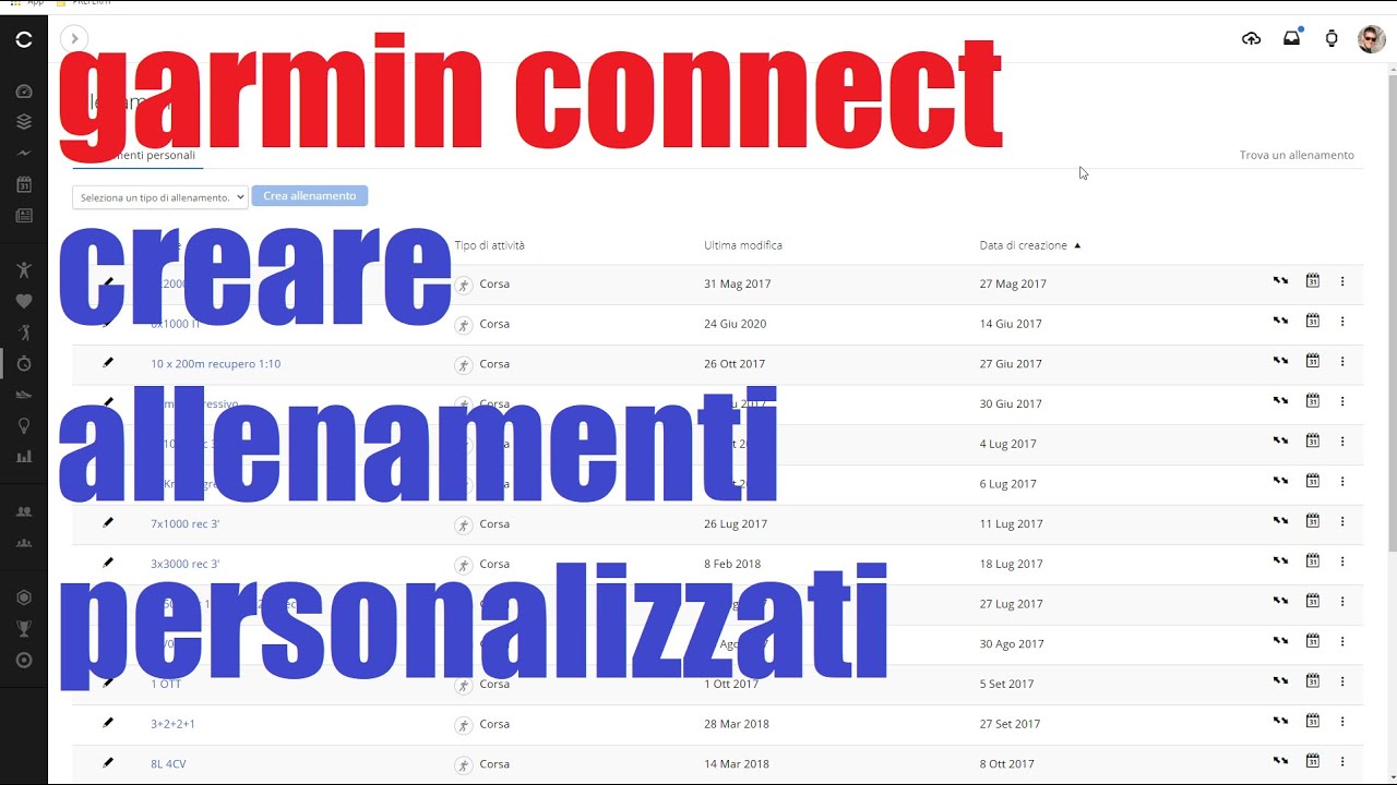 Creare Allenamenti con Garmin Connect - guida completa - YouTube