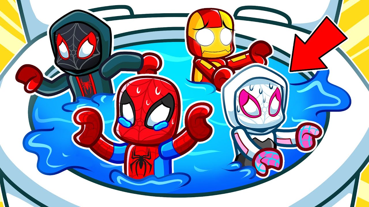 SPIDEY FRIENDS CLOG THE TOILET....