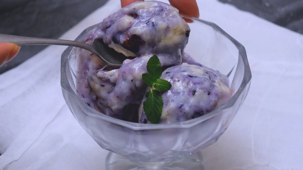 【もっちりなめらか絶品♡米粉のブルーべリーアイス】| Blueberry rice flour ice cream