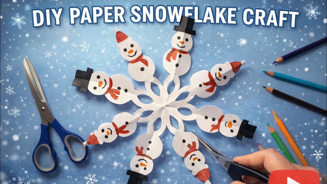 Snowflake Snowmen ️🎅 | DIY Paper Snowflake Craft | Cozy Winter Art ...