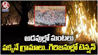 Massive Fire Incident In Forest At Mahabubabad | Tribal People In Tension | V6 News