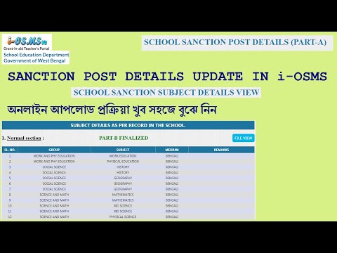 Sanction Post Details Uploading in iOSMS Portal of School Education Dept. Govt. of West Bengal