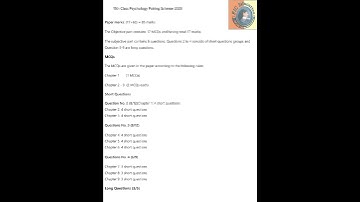 1st Year Psychology Pairing Scheme 2023 || 11th Class Psychology Scheme 2023