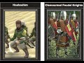 Medieval ii total war 1vs1 hashashim vs dismounted feudal knights