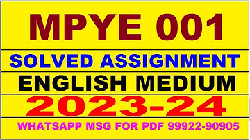 mpye 001 solved assignment 2023-24 | mpye 1 solved assignment in english 2024 | mpye 1 2024