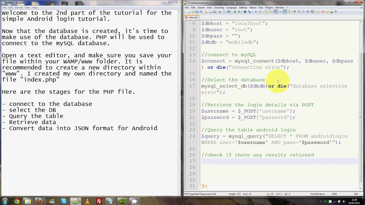 Android Login Interface Tutorial: Part 2 - YouTube