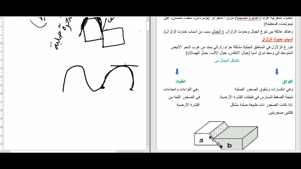 أسباب حدوث الزلزال سنة ثالثة متوسط.