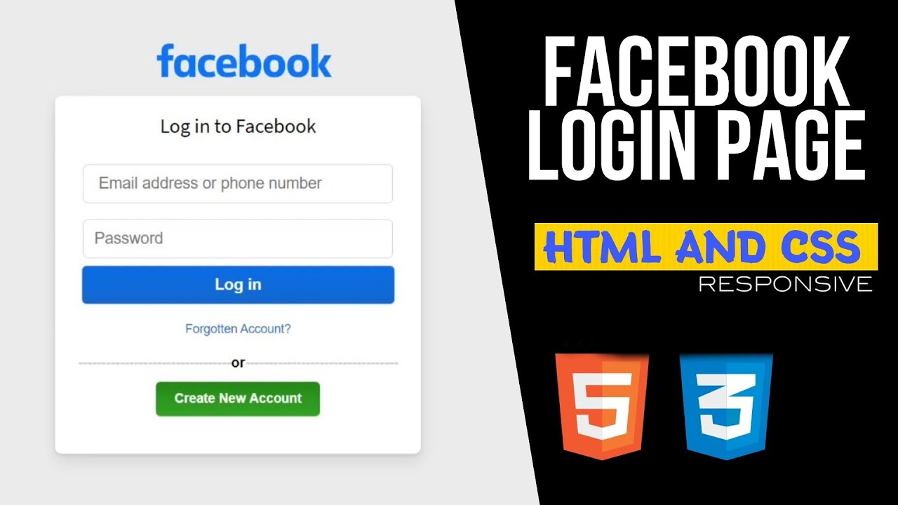 Facebook Login Page Html And Css Tutorial Responsive Youtube