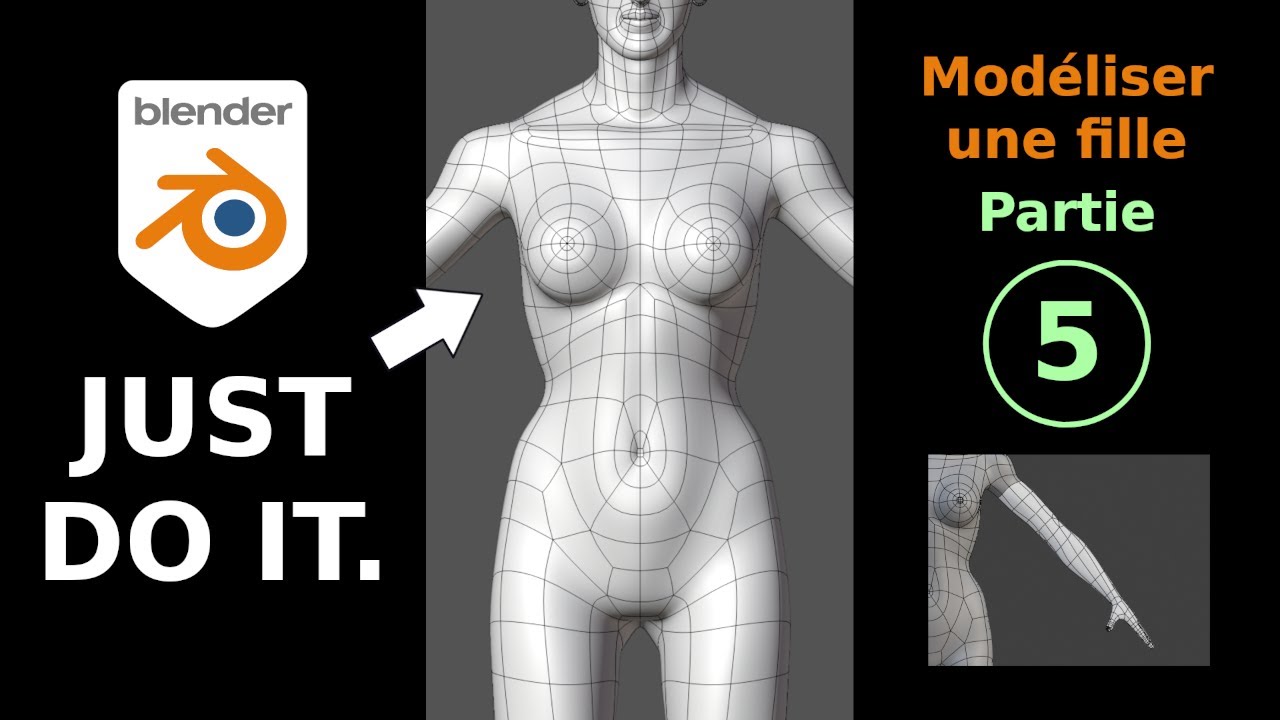 Modéliser une fille avec Blender : 5   Les bras et les mains