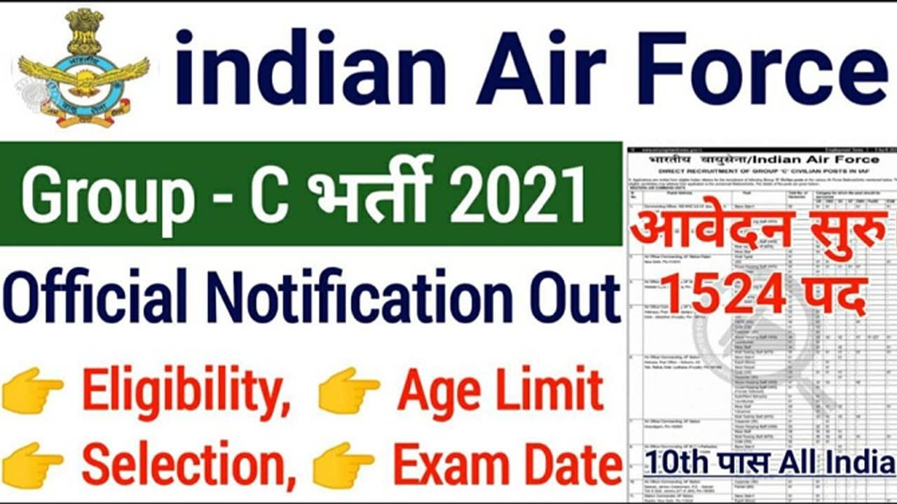 Indian Air force Recruitment 2021 Group C Civilian | Government Jobs | भारतीय वायु सेना भर्ती 2021