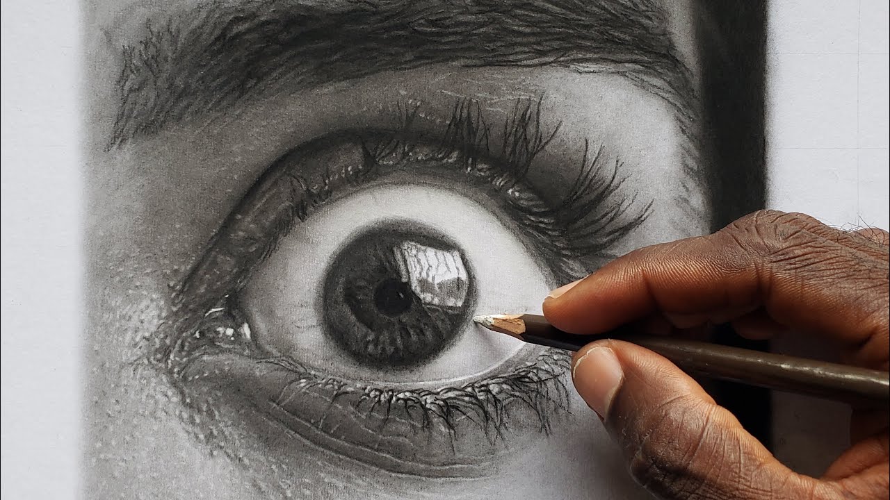 How to draw hyper realistic eye - charcoal pencil drawing - YouTube