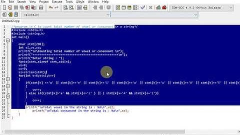 program in C to count total number of vowel or consonant in a string