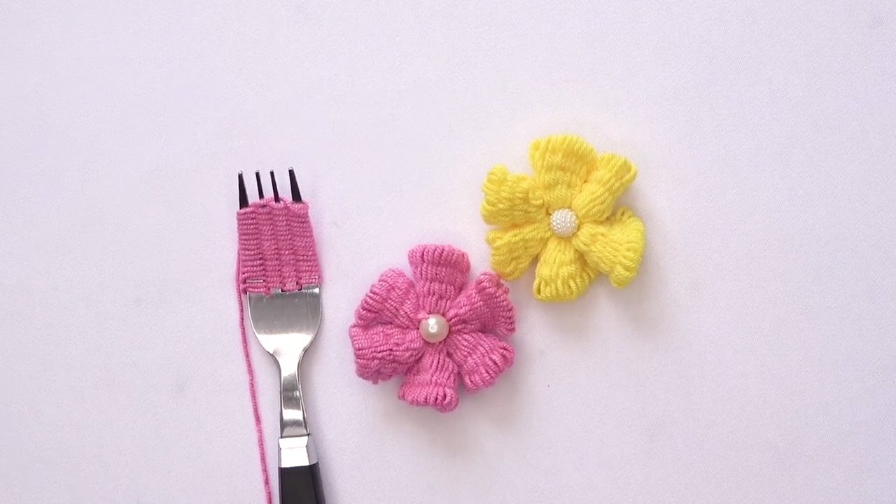 Cómo Hacer Flores Tejidas con un Tenedor - YouTube
