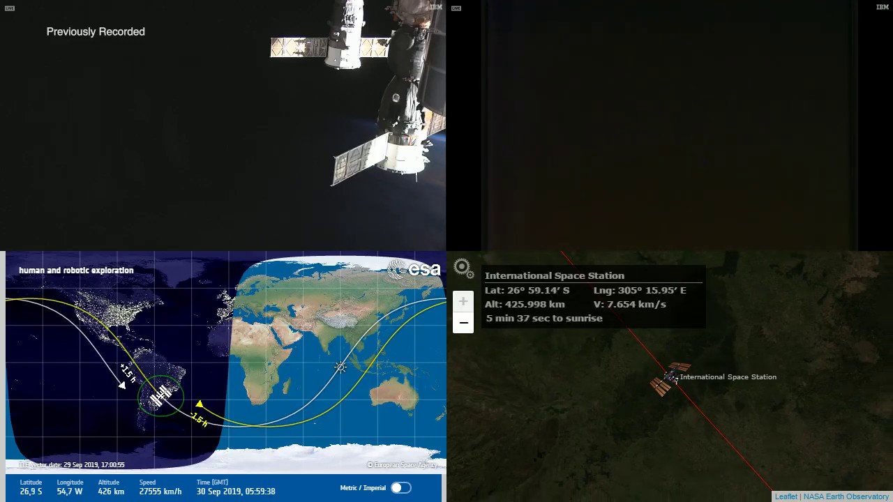 Radiation Over South America International Space Station NASA Live View With Map - 165 - 2019-09-30