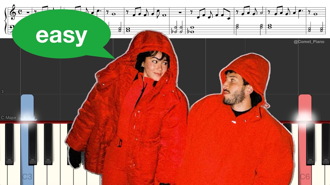 Aitana & Sebastián Yatra - Akureyri | EASY Piano Tutorial + SHEET MUSIC