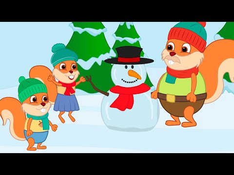 Famille d'Écureuil - Faisons un bonhomme de neige Animé 2024 en Français