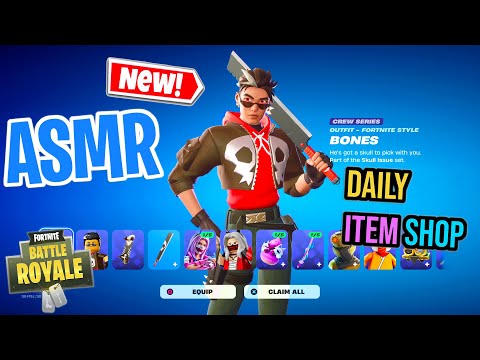 ASMR Fortnite NEW Bones Skin! Daily Item Shop 🎮🎧 Relaxing Whispering 😴💤
