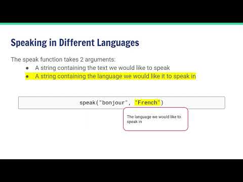 Python and AI - Lesson 4, speak function