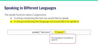 Python and AI - Lesson 4, speak function