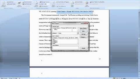 Format Appellate Brief using PC: Table of Authorities