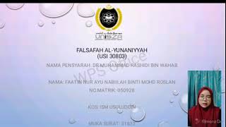 FALSAFAH AL YUNANIYYAH (USI30803)