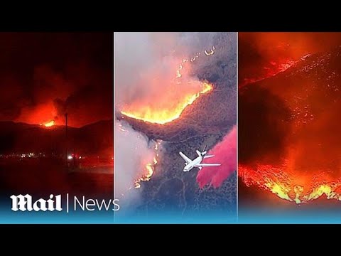 Terrifying new Hughes fire threatening Los Angeles explodes in mere ...