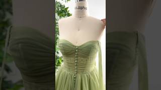 Custom order——Corset tie straps sage green tulle midi dress with slit #dress #corset #fashion