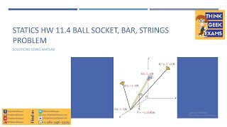 Statics11.4 Another Ball Socket, Bar, Strings Problem | Matlab