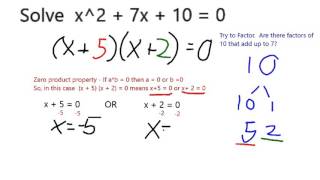Example of how to solve a quadratic equation by factoring and applying
the zero product property.
