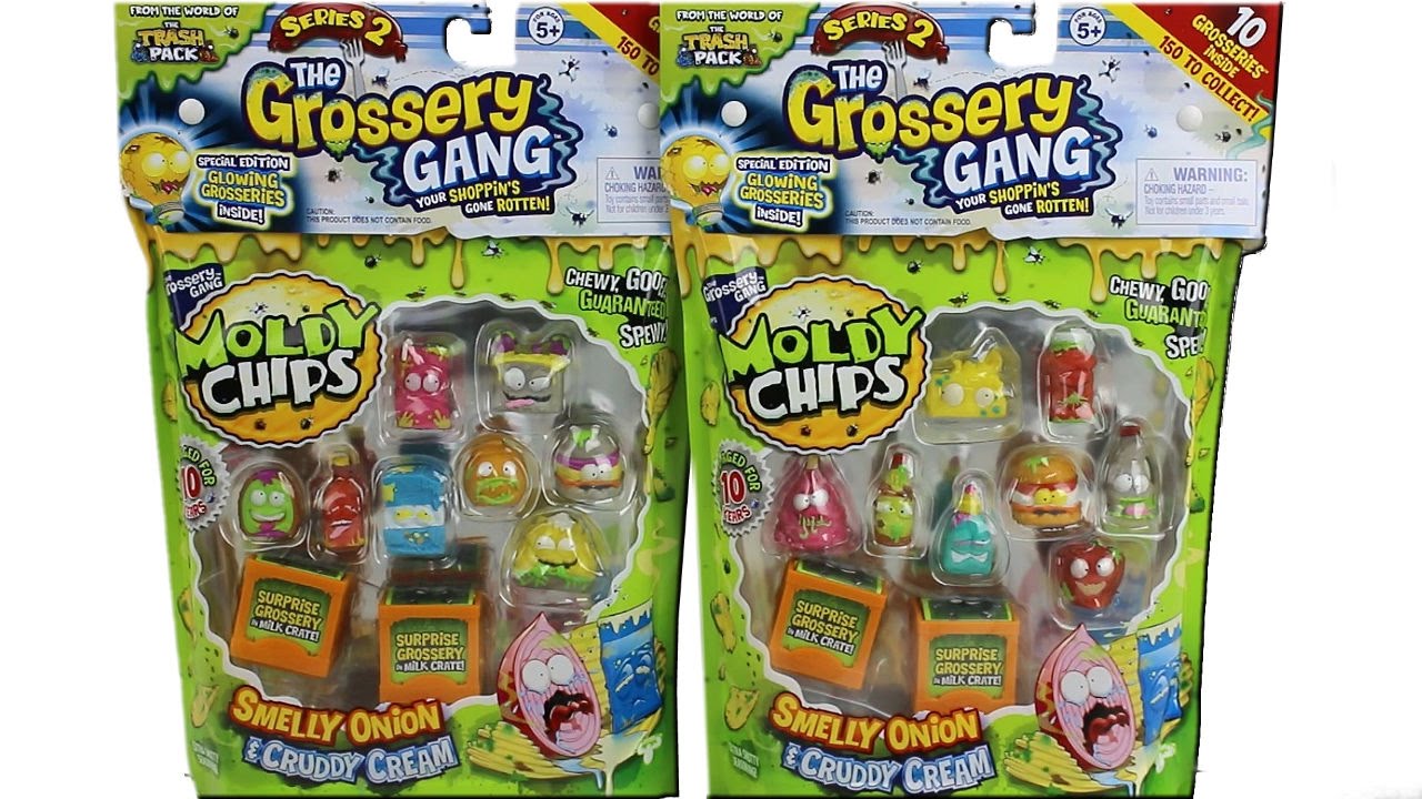 The Grossery Gang Series 2 Moldy Chips Packs Unboxing Toy Review with