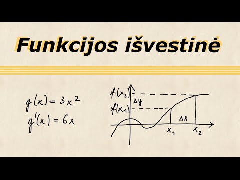 Funkcijos išvestinė | apibrėžimas, išvestinių skaičiavimo taisyklės, fizikinė išvestinės prasmė