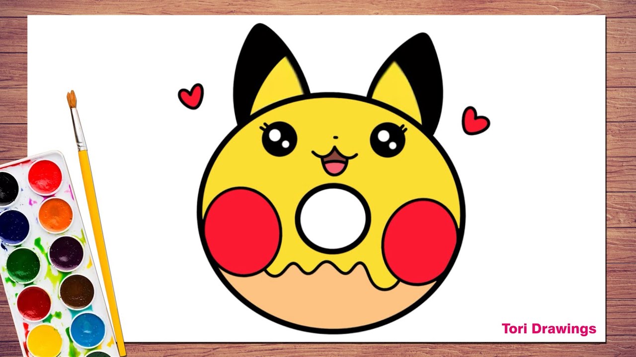 How to Draw Pokémon Pikachu Donut | Pikachu Donut Drawing Step by Step | Donut Drawing
