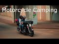 Partez au coucher du soleil une aventure de camping en moto sur la harley ultra classic