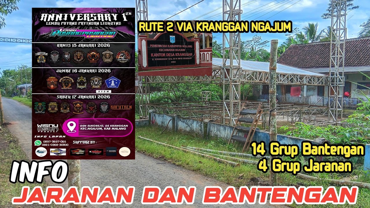 INFO LOKASI BANTENGAN MBEROT JARANAN DOR‼️18 Grup Kesenian | Rute 2 via Kranggan | Sukorejo Ngajum