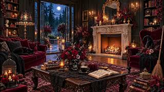 Halloween Fireplace Ambience 🎃 Cozy Witch’s Gothic Room | Crackling Fire Sounds