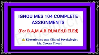 IGNOU MES 104 Complete Assignment @Educlutch