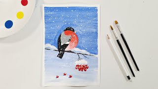 Рисуем снегиря! Как легко нарисовать снегиря!