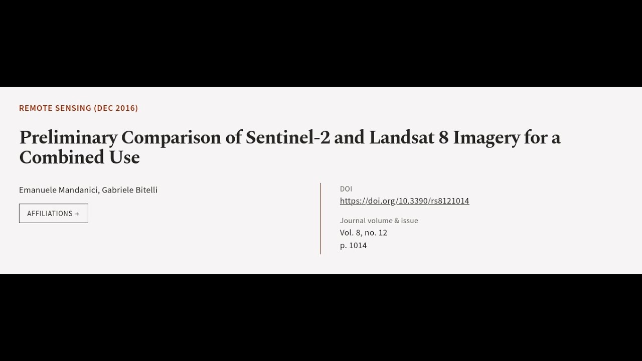 Preliminary Comparison of Sentinel-2 and Landsat 8 Imagery for a ...