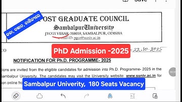ଆସିଲା PhD Admission Notice-2025 Sambalpur University କଳା ବାଣିଜ୍ଯ ବିଜ୍ଞାନର180 Vacancy@bsskkeonjhar