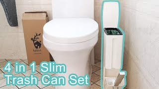 Baffect Creative 4 in 1 Slim Bathroom Trash Can and Toilet Brush Set