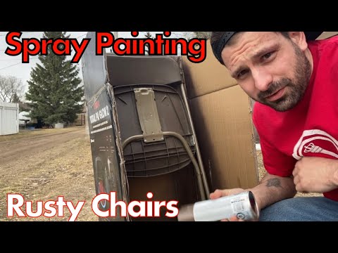 Spray Painting Chairs  Rustoleum - Tremclad - Hammered - Finish - DIY - Chair Painting Toutorial