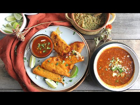 Beef birria, served as consomme and queso tacos, from the video