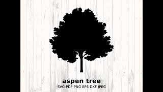 Aspen Tree Silhouette SVG, Deciduous Tree Clipart, Nature Vector, Forest Design Digital Cut File